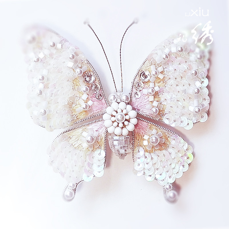 Embroidery white butterfly breast needle package French stereo bead embroidery manual diy embroidery beginning hair in popularity