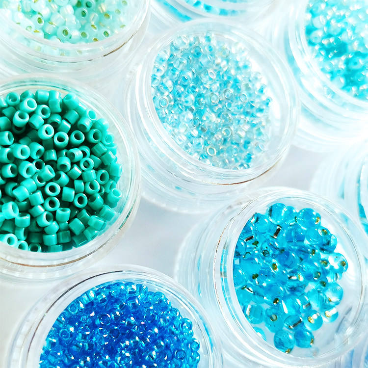 Blue high quality embroidery beads Handmade diy French jewelry accessories Cross painting loose beads Beaded rice beads material