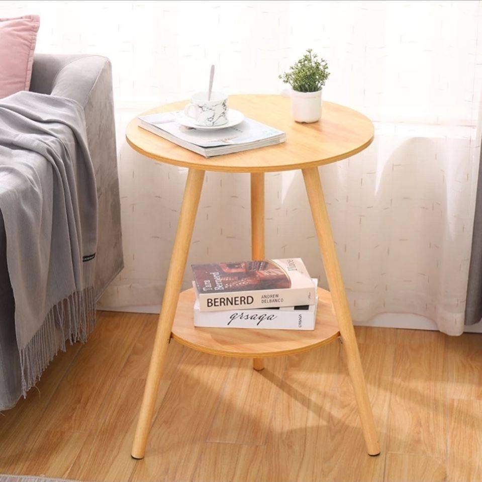 Fa-style retro small round table Nordic sofa edge a few double tea table small family type Living room Bedroom Bedroom bedside table Small size