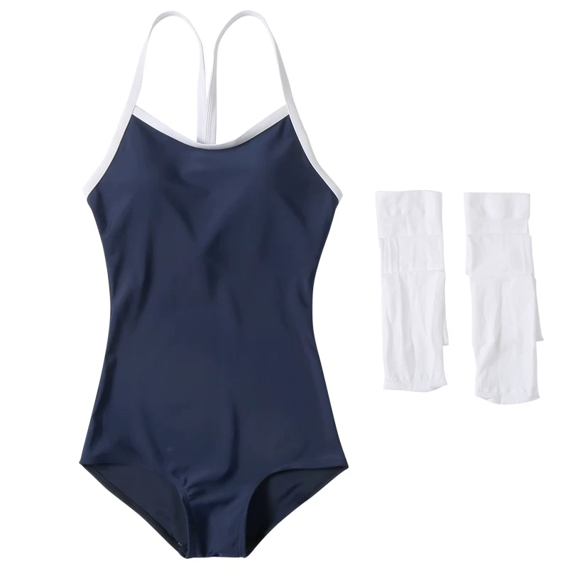 Japanese blue swimwear for students for leisure, sexy cloth, does not fade