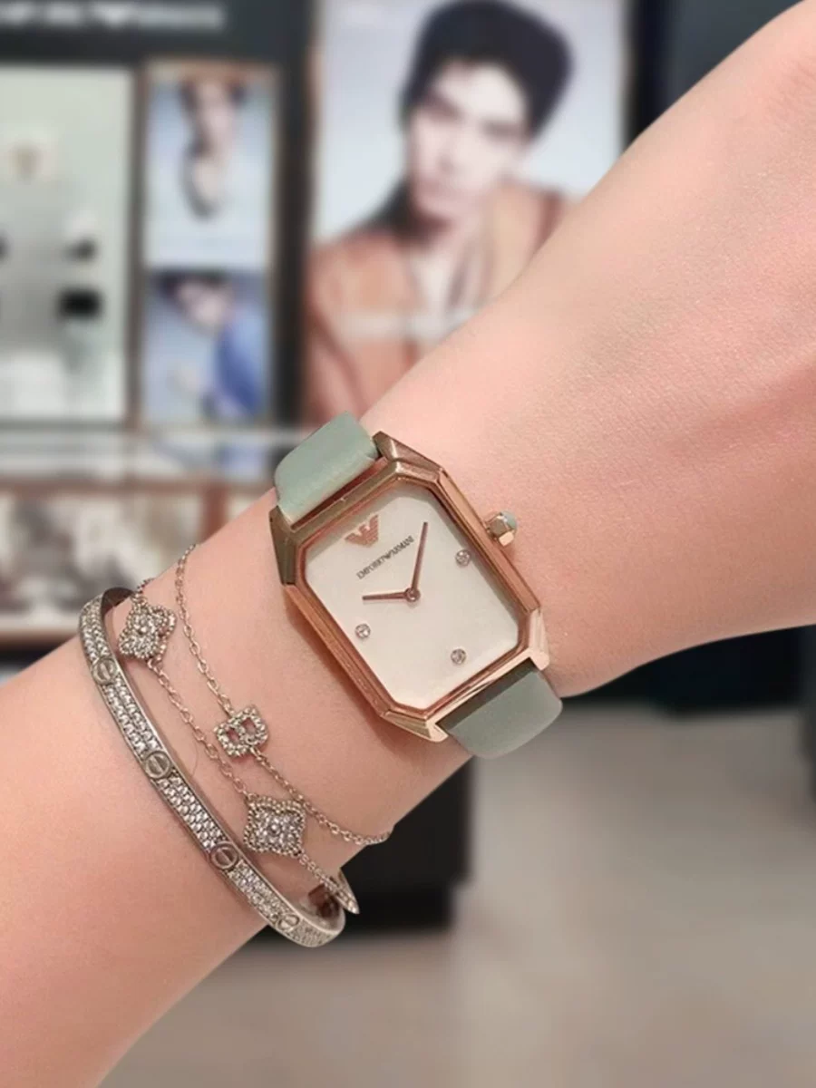 Armani, часы, квадратные маленькие водостойкие кварцевые часы, простой и элегантный дизайн