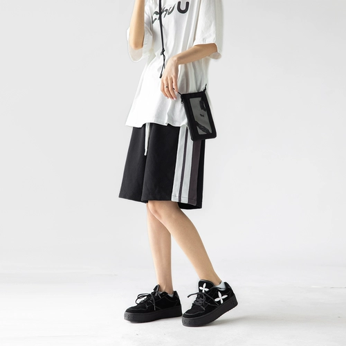 Tide, спортивные летние шорты, штаны, коллекция 2022, высокая талия, на шнурках, свободный крой