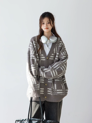 Японский свитер, куртка, ретро трикотажный кардиган, свободный крой