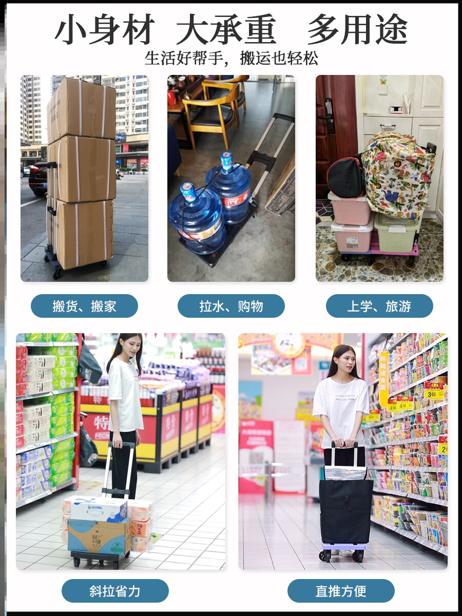 Take delivery trolley helper Spring tour supermarket out for versatile new products portable small cart entrusted with flatbed truck