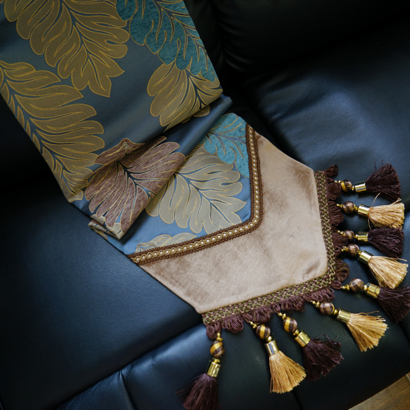 Presale Blue Leaves Table Flag American European And American Wind Towels European Style Bed Tail Towels Nordic Suit Tea Table Flag Tablecloths