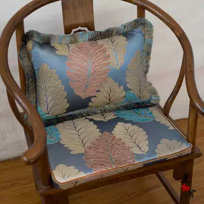 Blue European leaf chair cushion non-slip fabric European dining chair cushion table chair cushion stool seat cushion bay window