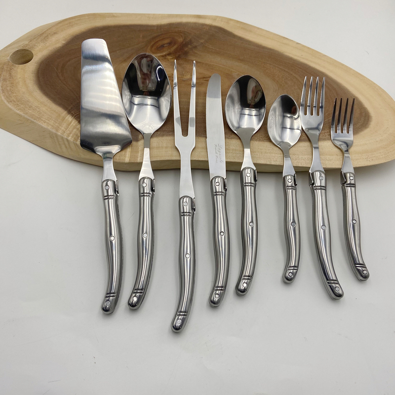 Laguiole Exquisite Cutlery Set, Knife, Fork, Steak Knife, Cake Spatula, Spoon, Tea Spoon Laguiole Exquisite Cutlery Set, Knife, Fork, Steak Knife, Cake Spatula, Spoon, Tea Spoon