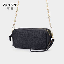 Leather shoulder bag Womens Bag Small Bag 2021 Summer New Tide Fashion Head Layer Cowhide Mini Chain Small Square Bag