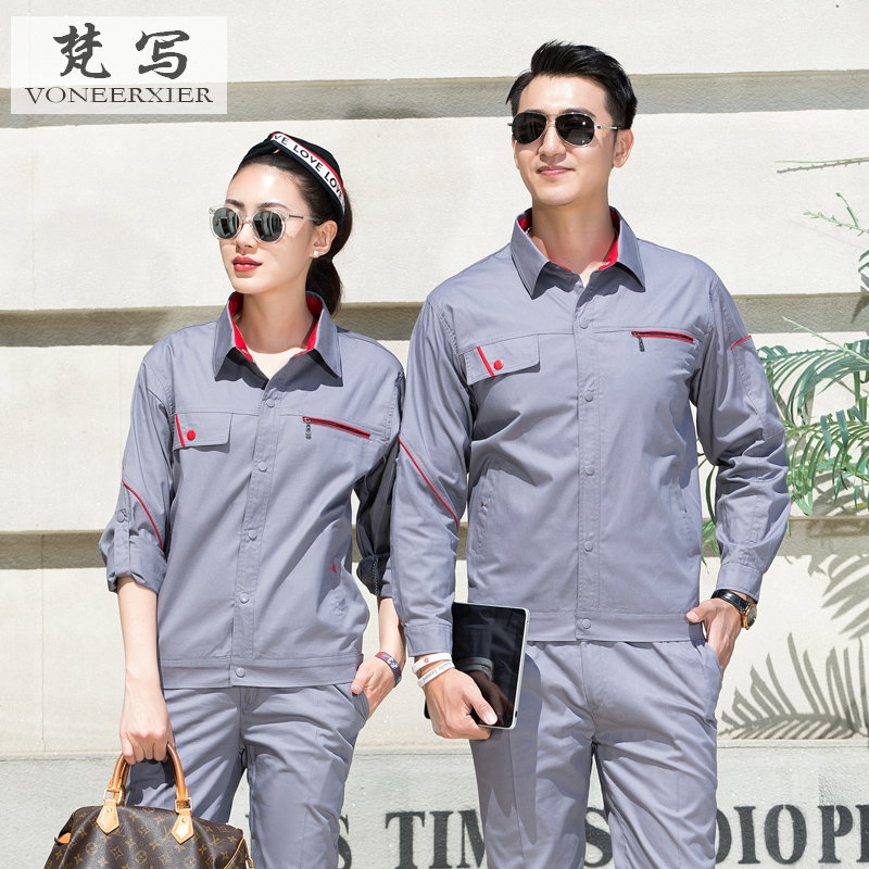 Tinh khiết bông mùa hè workclothes bộ nam xưởng nhà máy mỏng bảo hộ lao động quần áo tùy chỉnh nửa tay áo quần áo lao động mặc mặc