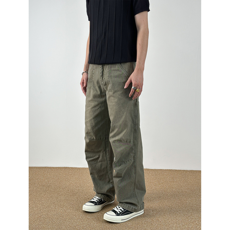 Svuefr Retro Vintage Army Green Workwear Casual Pants for Men and Women, Spring and Summer Loose Wide-Leg Washed Long Pants Svuefr Retro Vintage Army Green Workwear Casual Pants for Men and Women, Spring and Summer Loose Wide-Leg Washed Long Pants