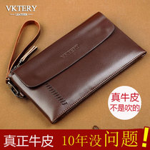 Handbag Mens leather handbag with large capacity bullshire handbag long wallet business leisure hand grab small bag