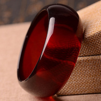 Old beeswax Burmese wine red wide-faced red bracelet amber stone polished bracelet this year to wear