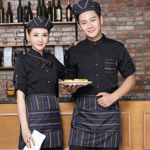 Официант фронтальный зал рабочую одежду Qiu Hotel Coffee West Ресторан ресторан костюм торт торт торт ресторан страстные рабочие рабочие с длинным рукавом