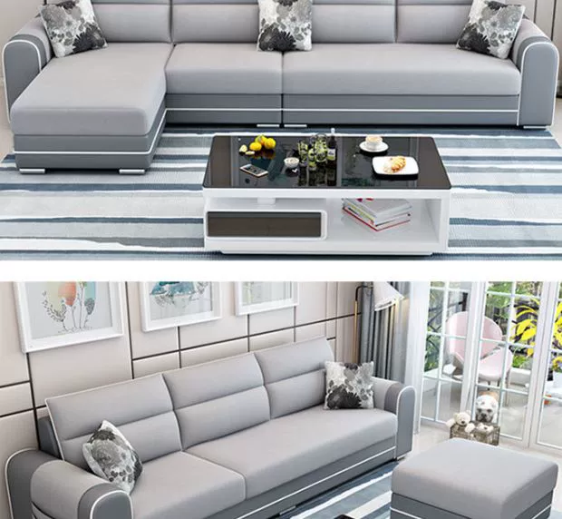 Đông mua sofa vải căn hộ nhỏ góc nhà ba người kết hợp phòng khách khép kín đơn giản hiện đại nội thất sofa - Nội thất văn phòng