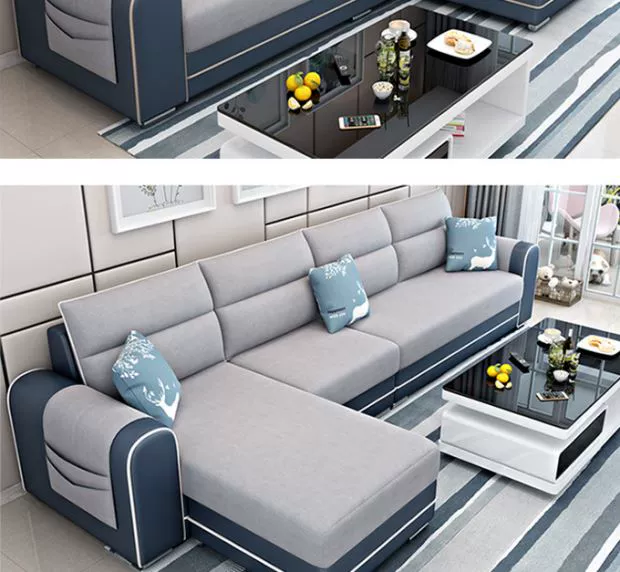 Đông mua sofa vải căn hộ nhỏ góc nhà ba người kết hợp phòng khách khép kín đơn giản hiện đại nội thất sofa - Nội thất văn phòng