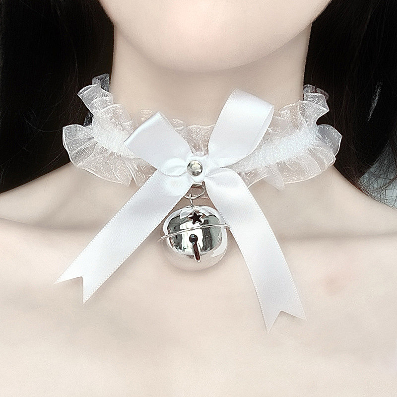Sexy Japanese lace bow bell neck collar erotic lingerie accessories Harajuku soft sister necklace new product