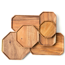  South American walnut wood tray octagonal plate Wooden fruit plate Japanese household teacup tray Creative solid wood plate