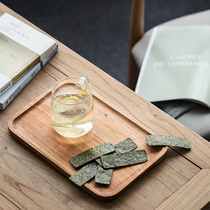  South American walnut wooden tray Japanese solid wood tray with grab slot Rectangular household teacup tray snack tray