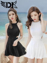  DK swimsuit womens one-piece skirt flat angle sexy backless conservative cover belly thin 2021 new hot spring swimsuit