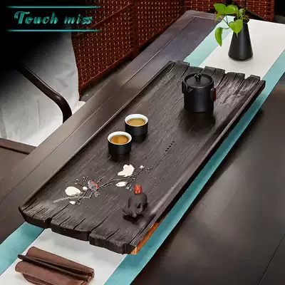 Touch Miss Ebony tea tray solid wood tray household simple tea set set whole log mahogany tea Sea