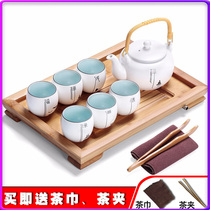 Kung Fu tea set home 6 teacups teapot tray ceramic office gift set