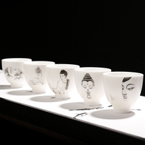 Jingdezhen pure hand-painted Buddha head goat jade porcelain master Cup ceramic large personal product Cup kung fu tea cup tea set
