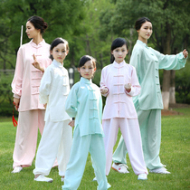 Childrens cotton and hemp tai chi suit Mens and womens martial arts practice suit Short sleeve youth Tai Chi performance suit Long sleeve suit New