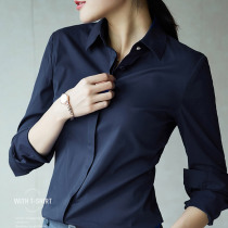 Blue shirt womens long-sleeved 2021 spring new slim-fitting OL professional clothing shirt overalls formal staff clothing