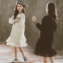 Girl Sweater Dress 2021 Spring and Autumn Fat Girl Slimming Summer Big Size Skirt Children Long Sleeve Dress