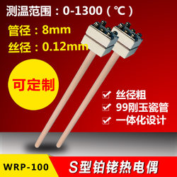 S type platinum rhodium thermocouple WRP-100 platinum rhodium 99 corundum ຄວາມຮ້ອນທົນທານຕໍ່ຄວາມຮ້ອນສູງ muffle furnace ການທົດລອງ furnace ພິເສດ thermocouple