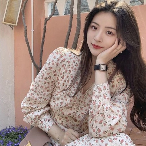 Duan Keke 2026 Spring and Autumn Long Floral Chiffon Dress High Waist Slimming Long Skirt Beach Dress Floral Dress