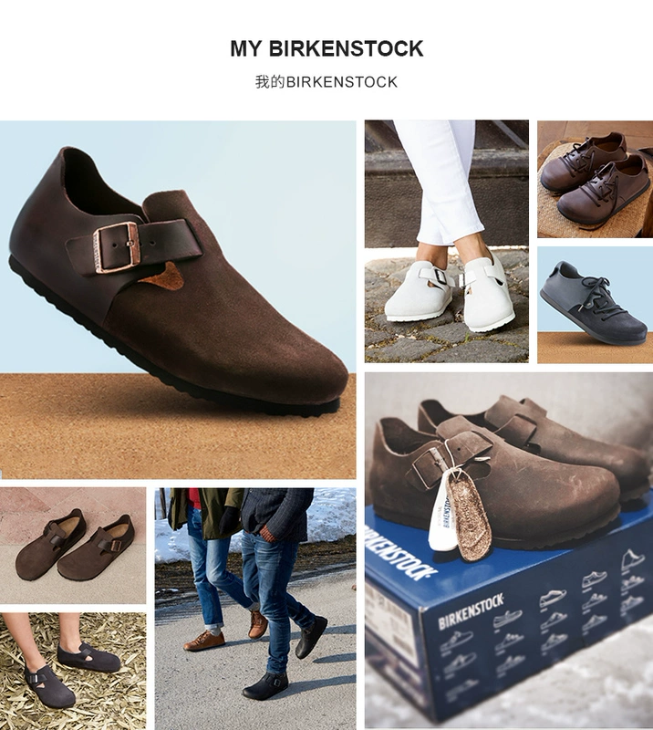 Giày thông thường BIRKENSTOCK dành cho nam và nữ với dòng giày da cắt thấp nhập khẩu mới của London - Giày thấp