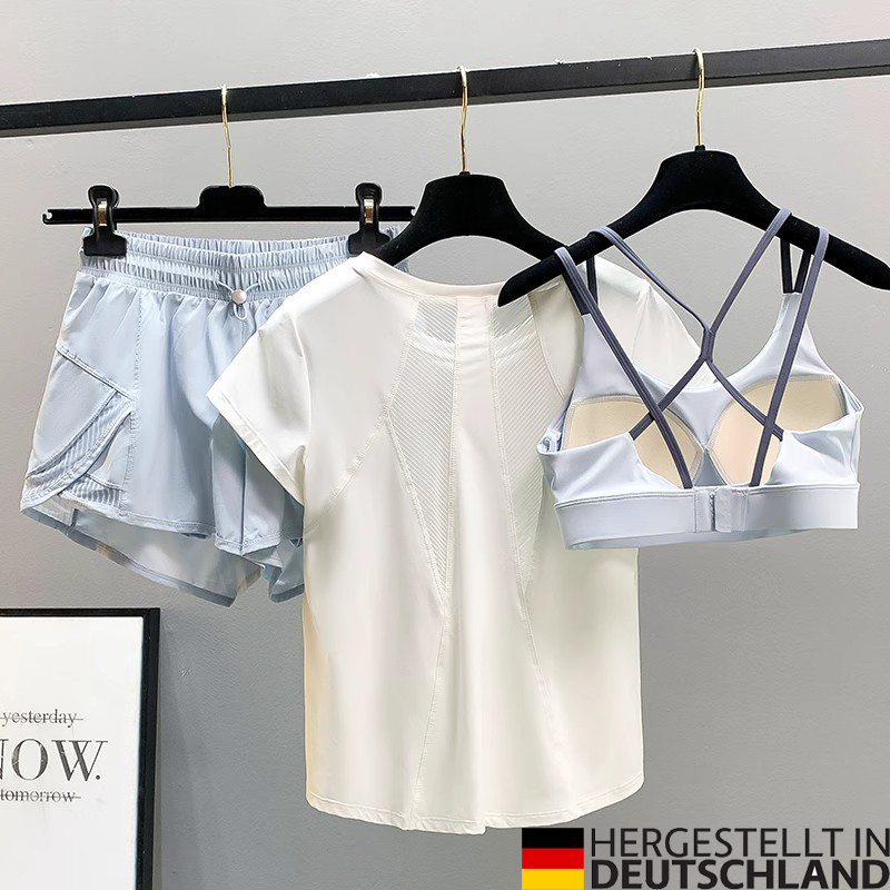 German Diverse Sports Suit for Women, Summer Thin Style, Yoga, Outdoor Morning Run, Quick-Drying Badminton Suit, Three-Piece Set German Diverse Sports Suit for Women, Summer Thin Style, Yoga, Outdoor Morning Run, Quick-Drying Badminton Suit, Three-Piece Set