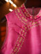 2026 summer slanted placket buttoned rose red embroidered vest sleeveless design retro national style stand collar waistcoat for women
