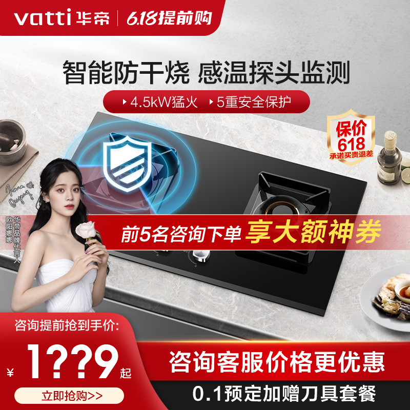 Watigas stove i10053BF anti-dry-heating embedded double-mouth gas stove gas stove gas stove gas stove cooker