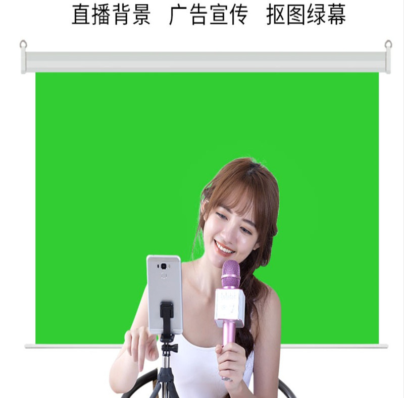 Net Red Shake Sound Photo Background Green Live Speech Thickening Lighttight like background cloth Green Curtain Electric