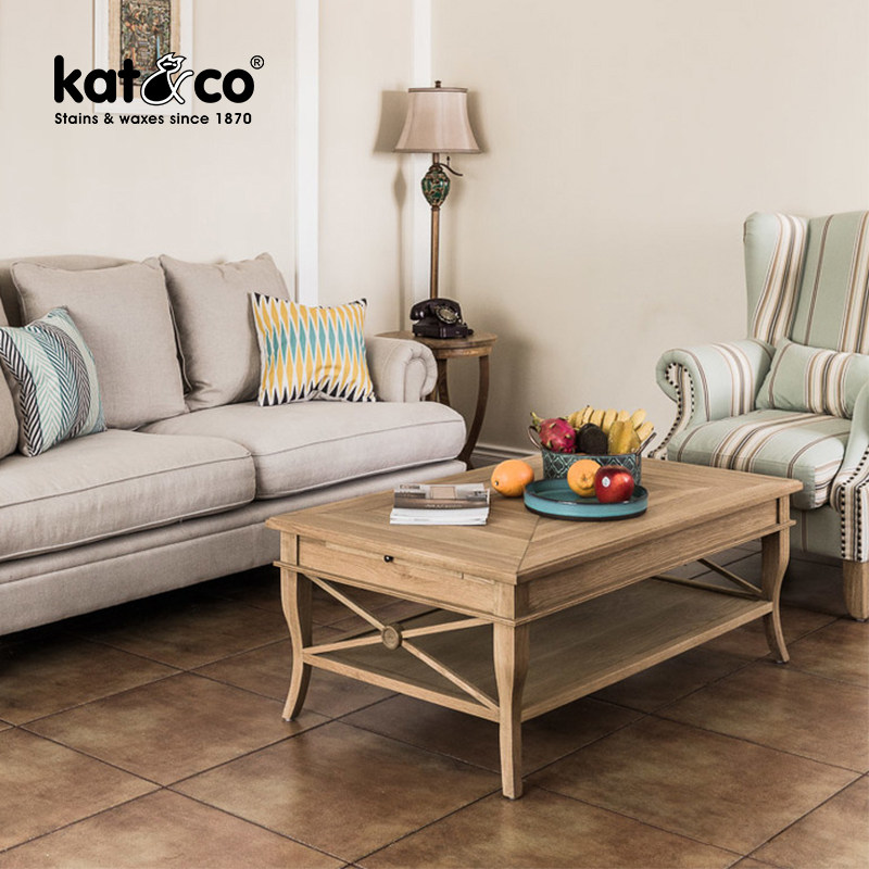 KatCo American countryside oak parquet tea table Nordic retro to make old 1 2 m Living room Real solid wood coffee table
