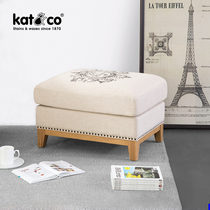 KatCo European and American style country vintage personality Oak Cotton linen fabric down sofa stool change shoes pedal