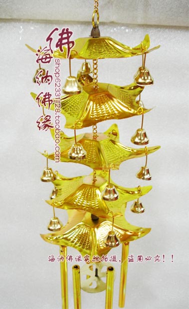 Feng Shui copper clock ornaments door decoration metal five-layer wind chime pendant Wang business alloy ornaments antique crafts