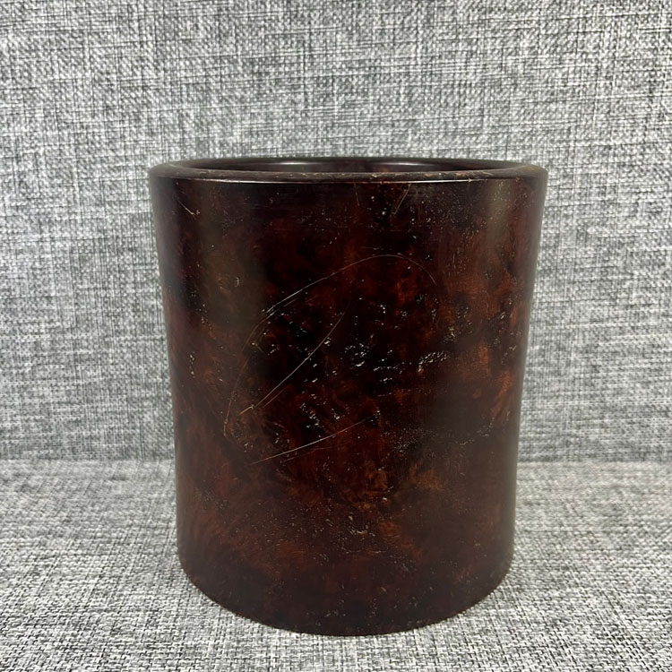 古美術 清時代 特大花梨木筆筒 直径約20cm 高さ約20cm 文房具 唐木