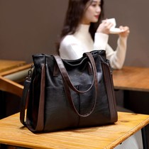 Blue large capacity soft leather big bag womens 2021 New Tide Hand bag shoulder Womens bag crossbody autumn and winter