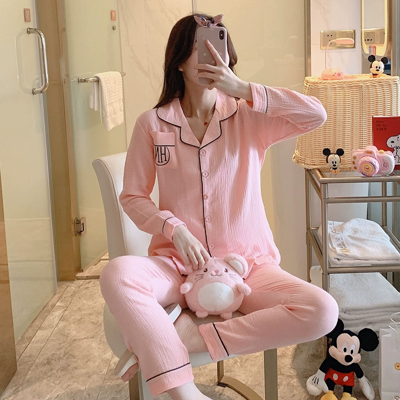 Dịch vụ giam giữ mùa hè mỏng phần sau sinh gạc cotton tinh khiết quần áo cho con bú nữ dịch vụ viện dưỡng lão mùa xuân và mùa thu bộ đồ ngủ phụ nữ mang thai - Giải trí mặc / Mum mặc