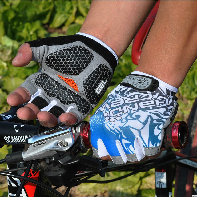 Clearance colorful thin bicycle riding gloves Half finger mountain bike short finger men's and women's style equipment Breathable shockproof