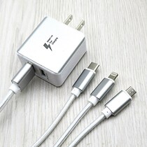 Data line one drag three-piece mobile phone charger fast charger three-wire three-wire with charger head flash charging line