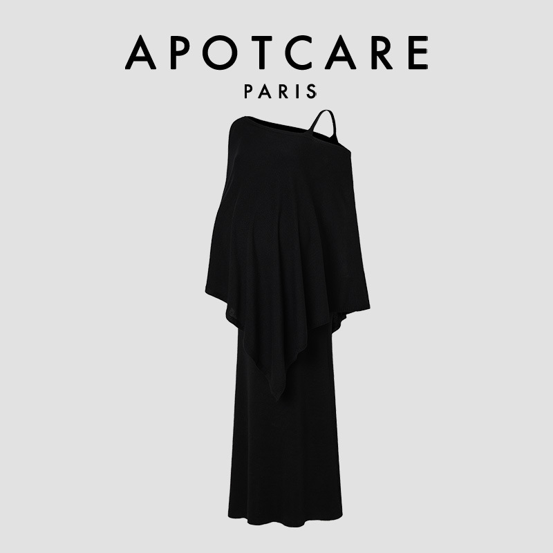 French Apotcare Maternity Wear Spring and Autumn Style High-End Lazy Style Knitted Shawl Suspender Dress Set