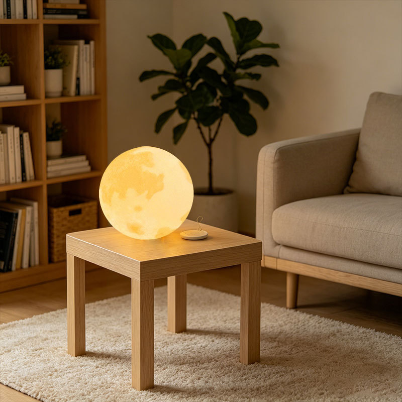 Led Waterproof Moon Lamp Texture Mid-Autumn Atmosphere Lamp Indoor Bedroom Bedside Living Room Floor Decorative Lamp Warm Light Lamp