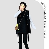 French LOUIS OAKLEY French maternity wear spring and autumn sweater knitted vest vest base white T two-piece set