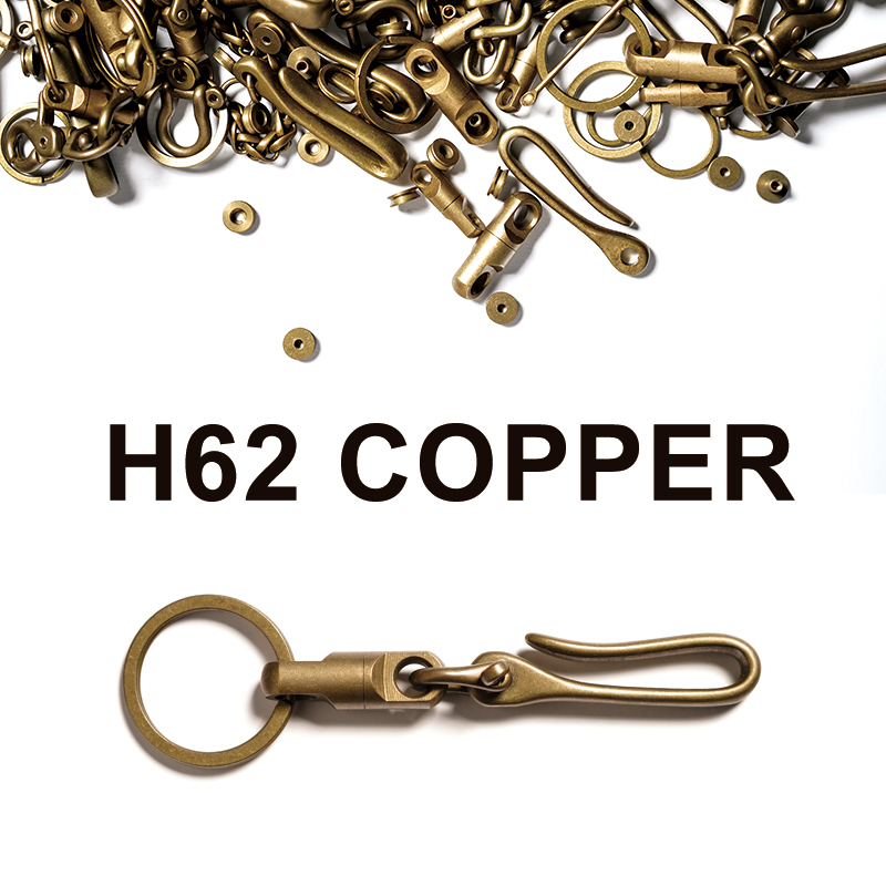 Jiye Original Pure Copper Vintage Distressed Keychain Japanese Horseshoe Buckle Hook Universal Shaft Car Key Ring Lobster Clasp