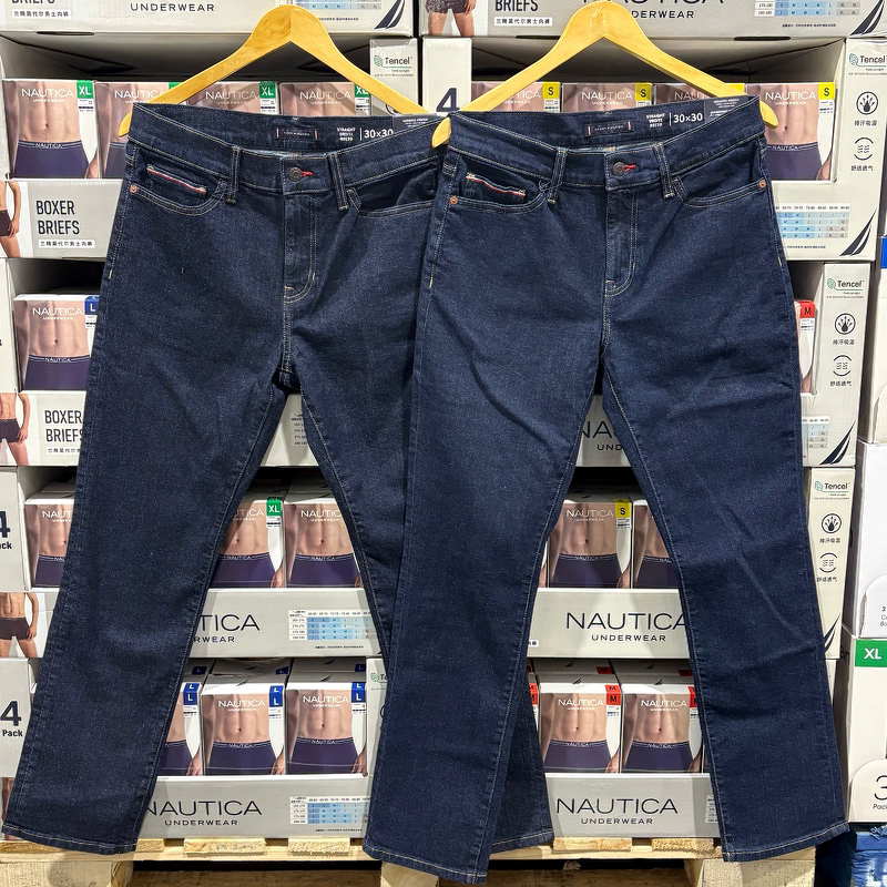 Costco Tommy Autumn and Winter Men's American Retro Pure Cotton Dark Blue Washed Straight-Leg Simple Jeans Costco Tommy Autumn and Winter Men's American Retro Pure Cotton Dark Blue Washed Straight-Leg Simple Jeans