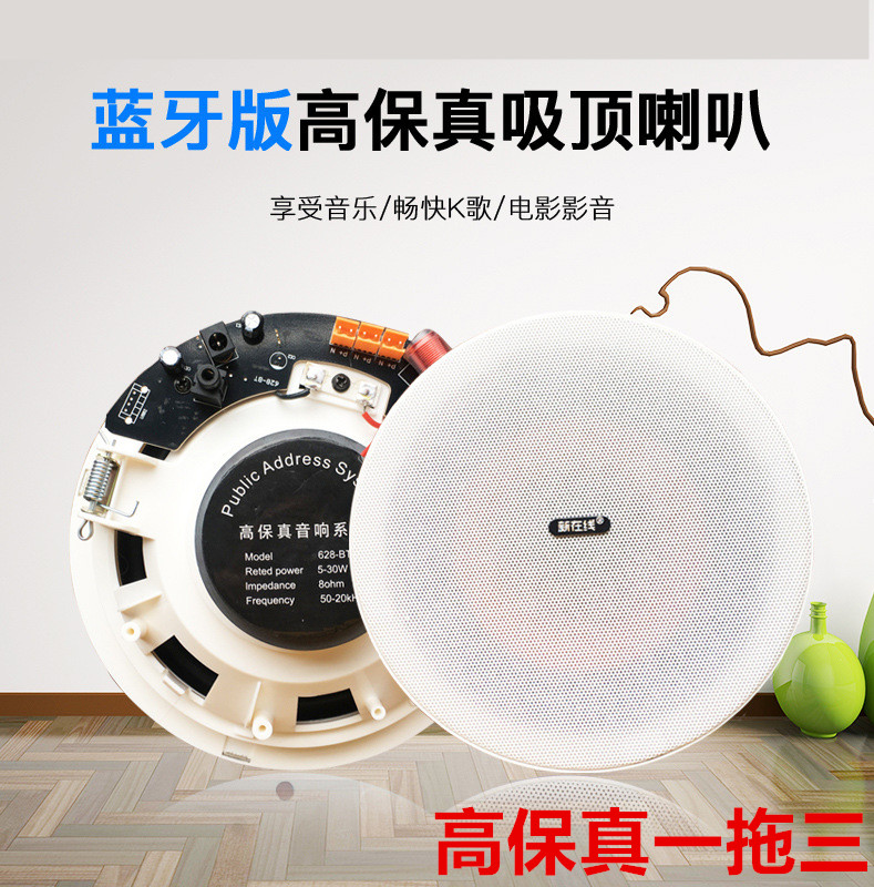 Wireless Bluetooth hanging ceiling speaker with power amplifier Computer audio set Home shop active ceiling speaker